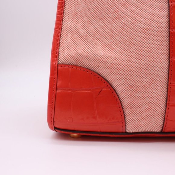 Michael Kors Bowling SATCHEL Shoulder Bag Purse Red Embossed Leather - Picture 10 of 13